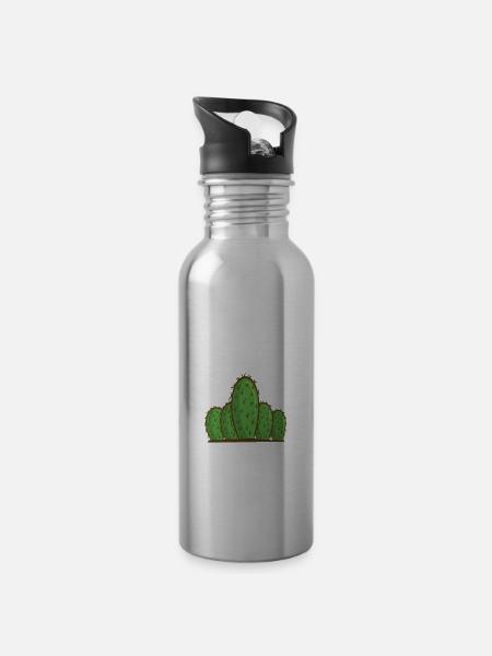 Fucktus Kaktus Mittelfinger Statement - Trinkflasche mit integriertem Trinkhalm - 