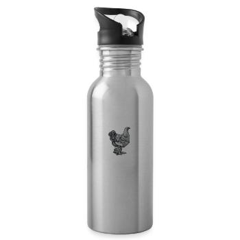 Brahma Hühner I Chicken Geflügel Motiv für - Trinkflasche mit integriertem Trinkhalm - Lightsilver - Rechts