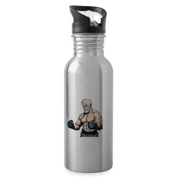 MMA Old Man - Käfigkämpfer Kampfsport Vater - Trinkflasche mit integriertem Trinkhalm - Lightsilver - Rechts
