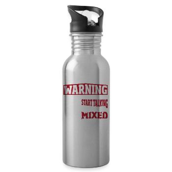 Warning May Start Talking About Mixed Martial - Water bottle with straw - silver - Right