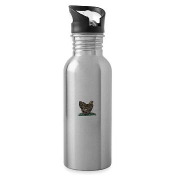 Brahma Hühner I Chicken Geflügel Motiv für - Trinkflasche mit integriertem Trinkhalm - Lightsilver - Rechts