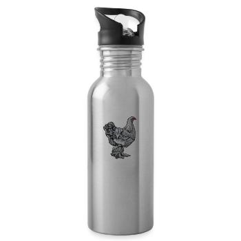 Brahma Hühner I Chicken Geflügel Motiv für - Trinkflasche mit integriertem Trinkhalm - Lightsilver - Rechts