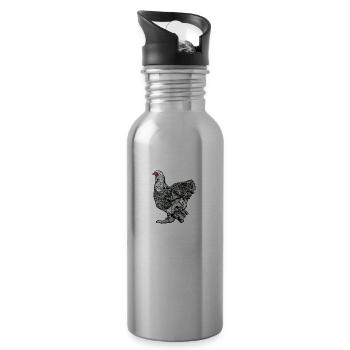 Brahma Hühner I Chicken Geflügel Motiv für - Trinkflasche mit integriertem Trinkhalm - Lightsilver - Rechts