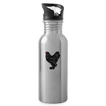Brahma Hühner I Chicken Geflügel Motiv für - Trinkflasche mit integriertem Trinkhalm - Lightsilver - Rechts