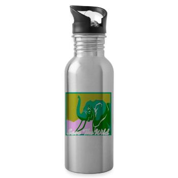 Save The Wild Retro Elephant Animal Lover Designs - Trinkflasche mit integriertem Trinkhalm - Lightsilver - Rechts