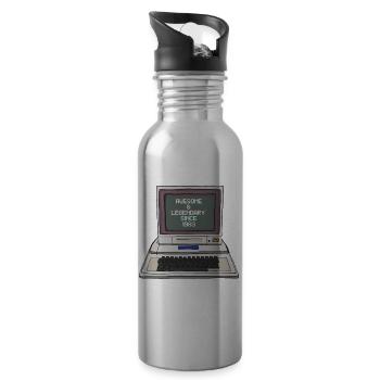 40th birthday vintage 1983 - Water bottle with straw - silver - Right