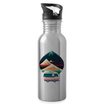 camping car et montagne - nature - Gourde avec paille intégrée - argent clair - Droite