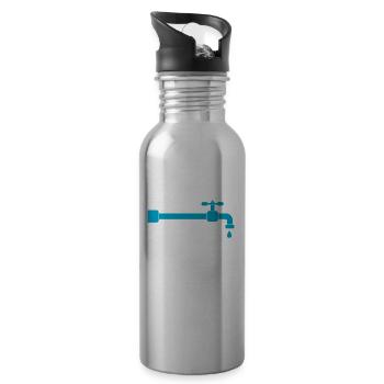 Klempner I Heizungsbauer Heizung Motiv für - Trinkflasche mit integriertem Trinkhalm - Lightsilver - Rechts