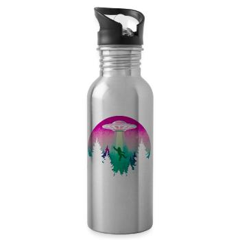 Cryptidcore Aesthetic Sasquatch Bigfoot UFO - Trinkflasche mit integriertem Trinkhalm - Lightsilver - Rechts