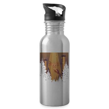 Cryptidcore Aesthetic Kawaii Axolotl UFO - Trinkflasche mit integriertem Trinkhalm - Lightsilver - Rechts