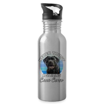 Never Trust A Smiling Cane Corso - Trinkflasche mit integriertem Trinkhalm - Lightsilver - Rechts
