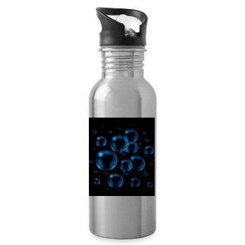 Design mit Steinpunkten - Trinkflasche mit integriertem Trinkhalm - Lightsilver - Rechts