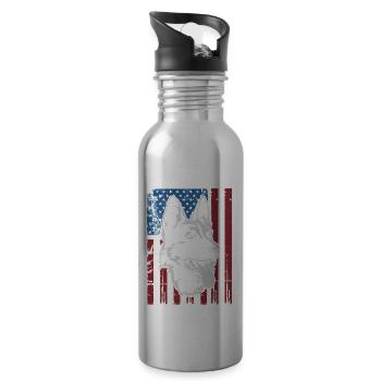 Deutscher Schäferhund USA - Trinkflasche mit integriertem Trinkhalm - Lightsilver - Rechts