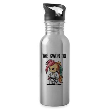 Chibi Animal Taekwondo - Koreanische - Trinkflasche mit integriertem Trinkhalm - Lightsilver - Rechts