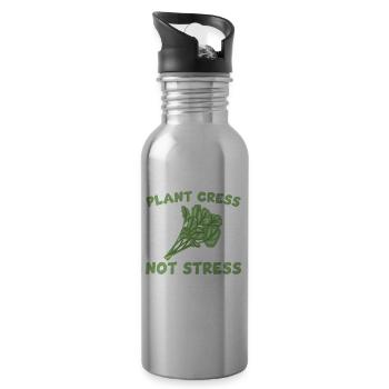 Planter du cresson au lieu du stress - Gourde avec paille intégrée - argent clair - Droite