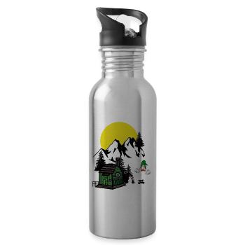 Gebirge Österreich Weihnachtsgeschenk Xmas - Trinkflasche mit integriertem Trinkhalm - Lightsilver - Rechts