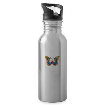 Clowncore Aesthetic Butterfly Clown - Water bottle with straw - silver - Right