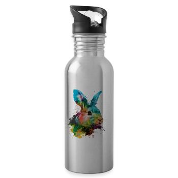 Cute little rabbit For rabbit lovers Colorful - Water bottle with straw - silver - Right