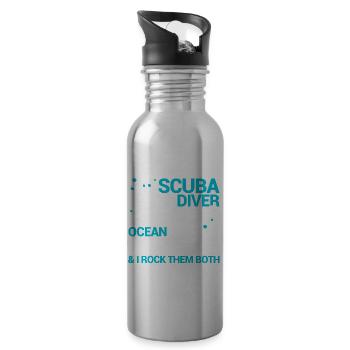 Funny Marine Biologist Marine Biology - Water bottle with straw - silver - Right