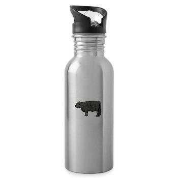 Galloway Rind I Schottland Rinderzucht Geschenk - Trinkflasche mit integriertem Trinkhalm - Lightsilver - Rechts