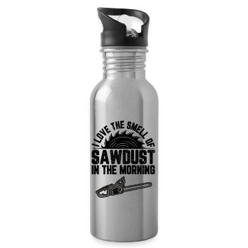 I Love the Smell of Sawdust funny Saw Quotes - Trinkflasche mit integriertem Trinkhalm - Lightsilver - Rechts
