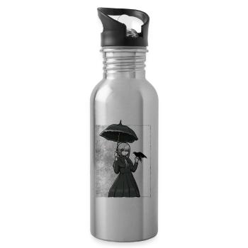 Finnish Goth Aesthetic Gothic Anime Girl Goth - Trinkflasche mit integriertem Trinkhalm - Lightsilver - Rechts