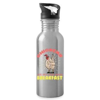 Chickens The Pet That Poops Chickens Rooster Farmer Chicken - Water bottle with straw - silver - Right