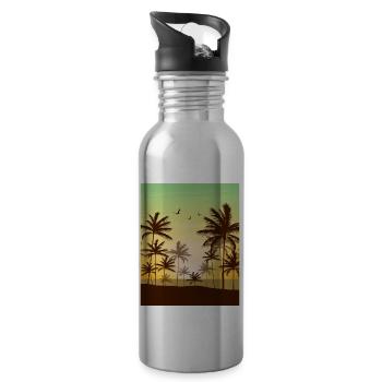 Coconut Girl Aesthetic Tropical Summer Beach - Trinkflasche mit integriertem Trinkhalm - Lightsilver - Rechts