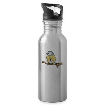 Blaumeise I Vogel Meise Motiv für Vogelbeobachter - Trinkflasche mit integriertem Trinkhalm - Lightsilver - Rechts