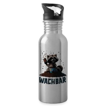 Wachbär Waschbär Motiv Köstüm Bild Mode Rave - Trinkflasche mit integriertem Trinkhalm - Lightsilver - Rechts