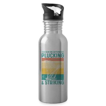 Harpist Harpist Retro - Water bottle with straw - silver - Right
