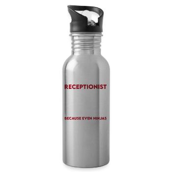 Funny receptionist saying - Water bottle with straw - silver - Right