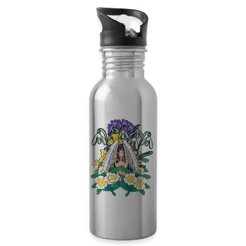 Fleurs printanières Ange Flore céleste Jardin - Gourde avec paille intégrée - argent clair - Droite