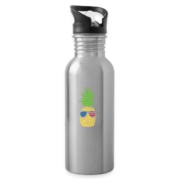 Ananas Sonnenbrille 4. Juli US Patriotisch Aloha - Trinkflasche mit integriertem Trinkhalm - Lightsilver - Rechts