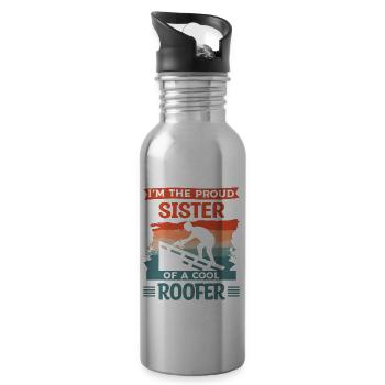 This Man Is An Awesome Sister And A Roofer - Water bottle with straw - silver - Right