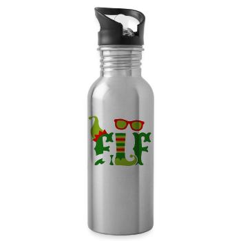Christmas Elf-Squad Elf Elves Elfsquad - Water bottle with straw - silver - Right