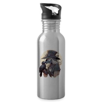 Weiblicher Pestarzt - Dunkler - Trinkflasche mit integriertem Trinkhalm - Lightsilver - Rechts