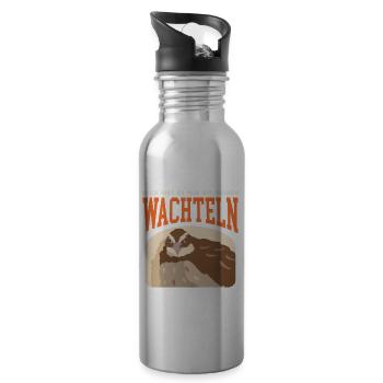 Wachtel Wachteln | Vogelzüchter Geschenk - Trinkflasche mit integriertem Trinkhalm - Lightsilver - Rechts