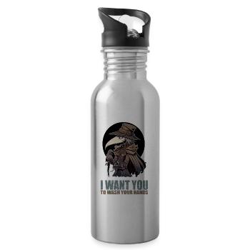 Ich möchte, dass du dir die Hände wäschst - Trinkflasche mit integriertem Trinkhalm - Lightsilver - Rechts