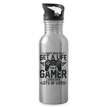 Gamer gaming gaming computer game controller - Water bottle with straw - silver - Right