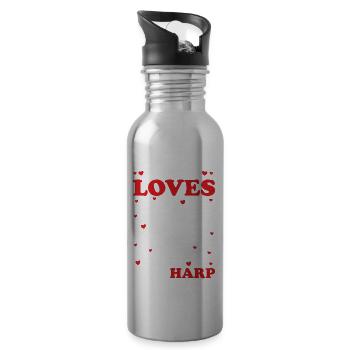 Harfenspieler Harfenist - Trinkflasche mit integriertem Trinkhalm - Lightsilver - Rechts