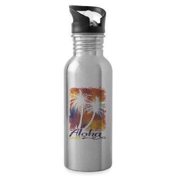 70s 80s Hawaiian Island Palm Beach - Great - Water bottle with straw - silver - Right
