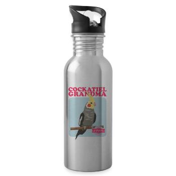 Grand-mère Cockatiel | Cadeau du propriétaire d’oiseau - Gourde avec paille intégrée - argent clair - Droite