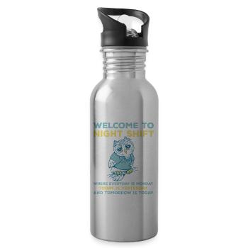 Funny night shift saying - Water bottle with straw - silver - Right