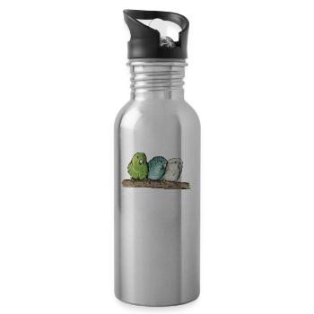 Catherine's Parakeet I Parakeet Ornamental BirdMotif for - Water bottle with straw - silver - Right