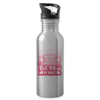 Bricklayer By Day Best World's Best Mom By Night - Water bottle with straw - silver - Right