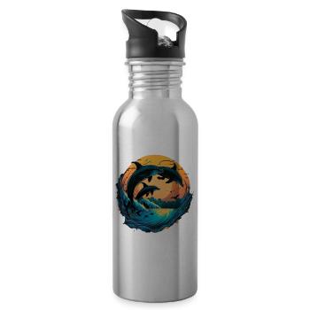 Delfin für einen Biologe Delphinliebhaber - Trinkflasche mit integriertem Trinkhalm - Lightsilver - Rechts