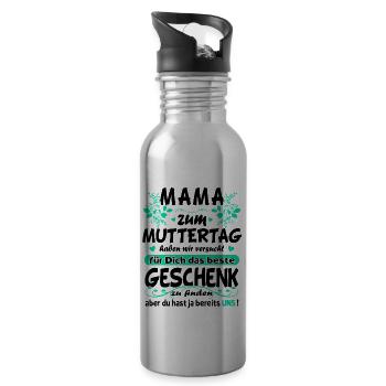 Glückwünsche zum Muttertag - Muttertagsgeschenk - Trinkflasche mit integriertem Trinkhalm - Lightsilver - Rechts