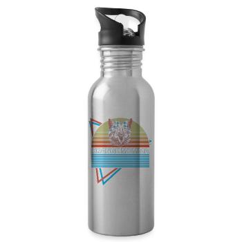 Lustige Orange Katze Retro - Trinkflasche mit integriertem Trinkhalm - Lightsilver - Rechts
