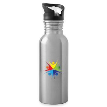 Real Men Marry Social Worker - Water bottle with straw - silver - Right